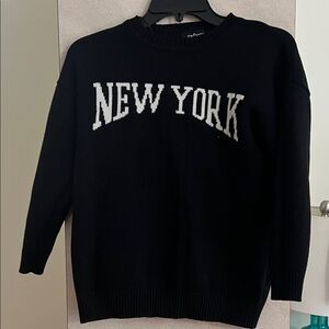 Refuge Black Crewneck Sweater with New York Design